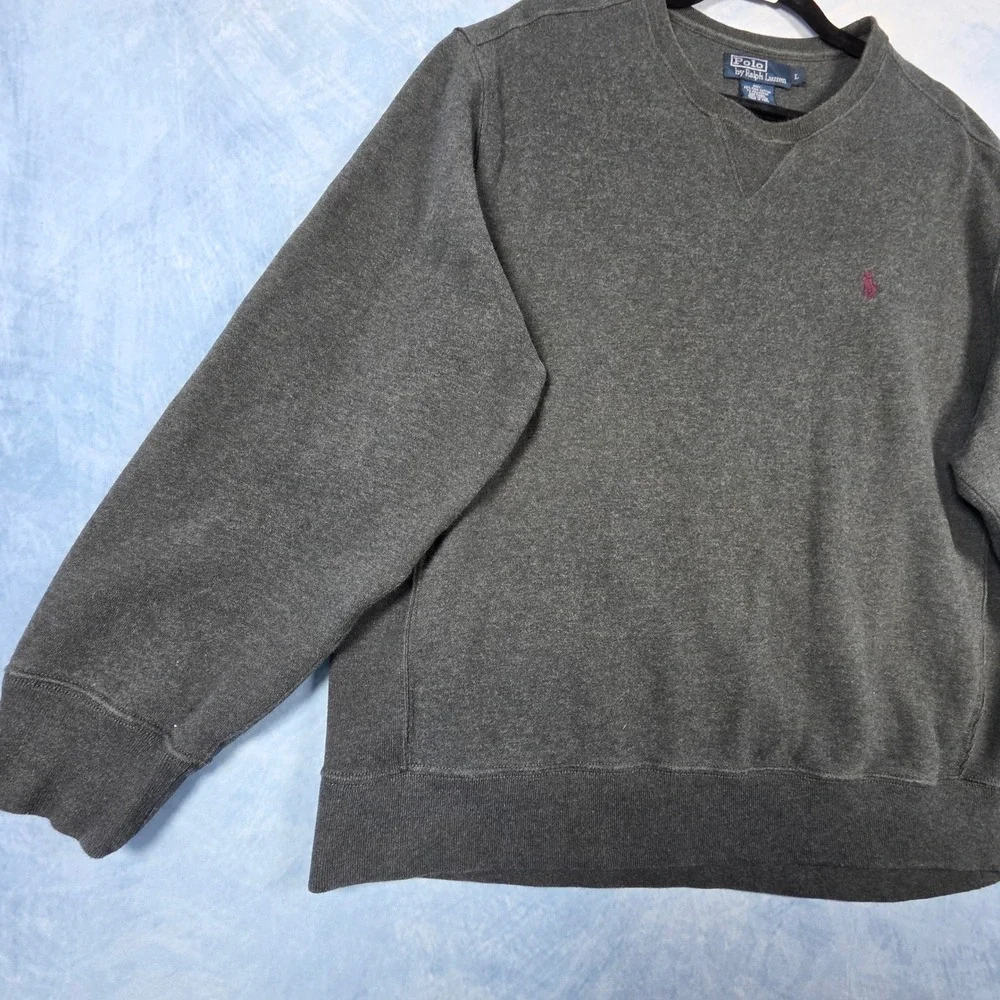 Polo Ralph Lauren Mens Crewneck Sweatshirt Gray Pima Cotton Pullover Large